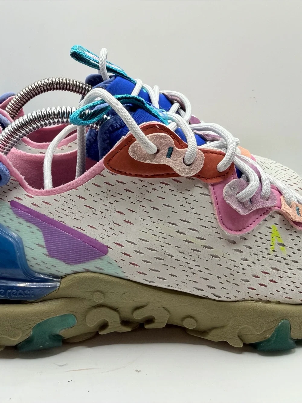 Nike Cream Sneakers with Pink, Purple, Blue and Tan Accents
